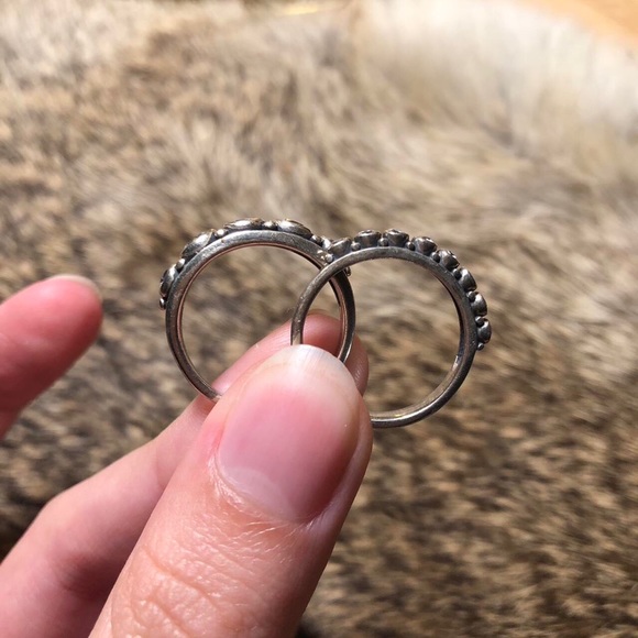 Set of two sterling silver cubic zirconium rings